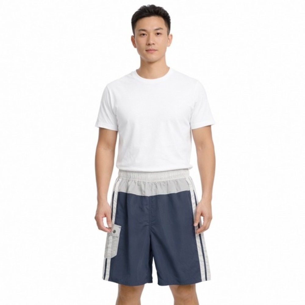 Laguna Board Shorts XL Navy Grey White Colorblock Cargo Pocket Swim Trunks 87-17